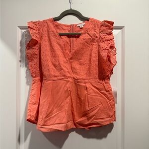 Coral Eyelet Top NWT
